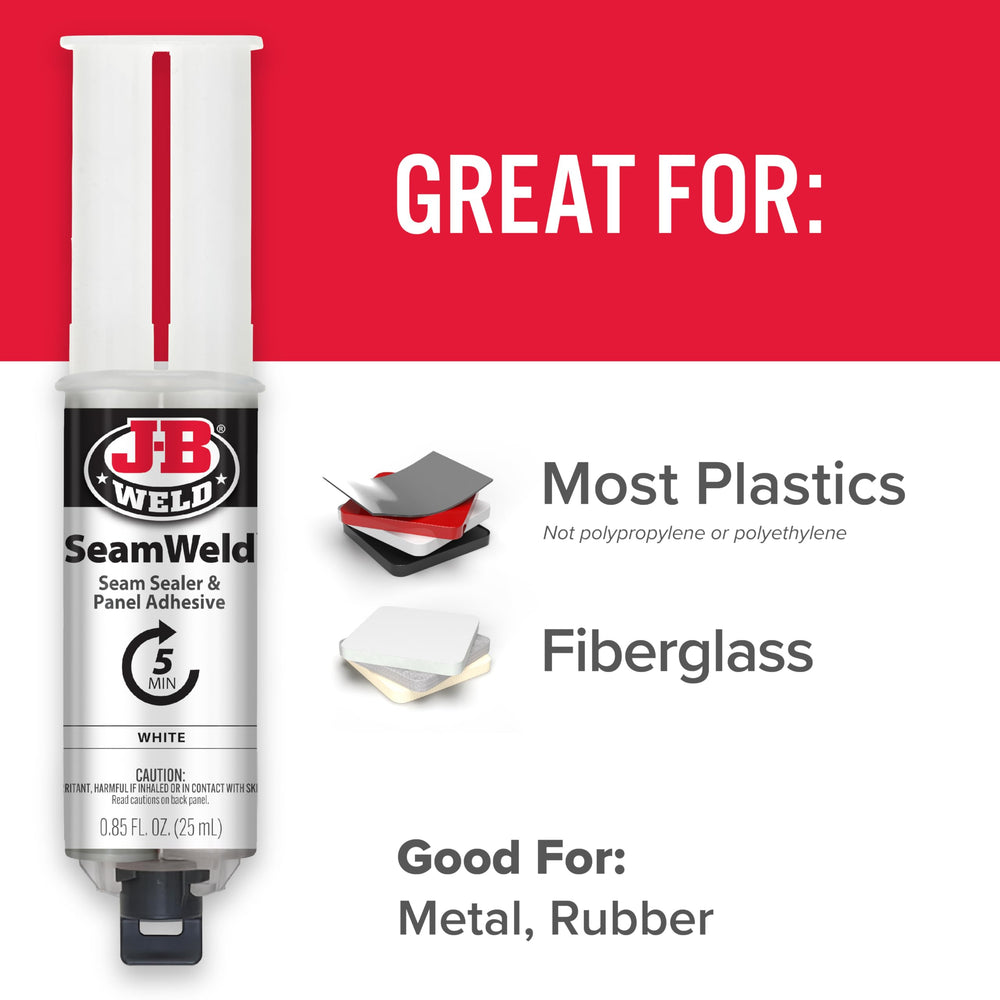 JB Weld SeamWeld cures in about one hour for fast projects.