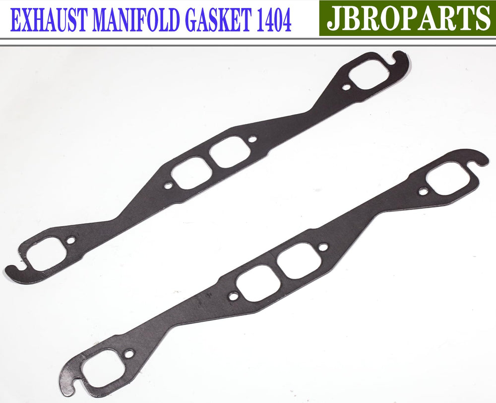 JBROPARTS 1404 gasket pair on table ready-to-install for small-block Chevy engines.