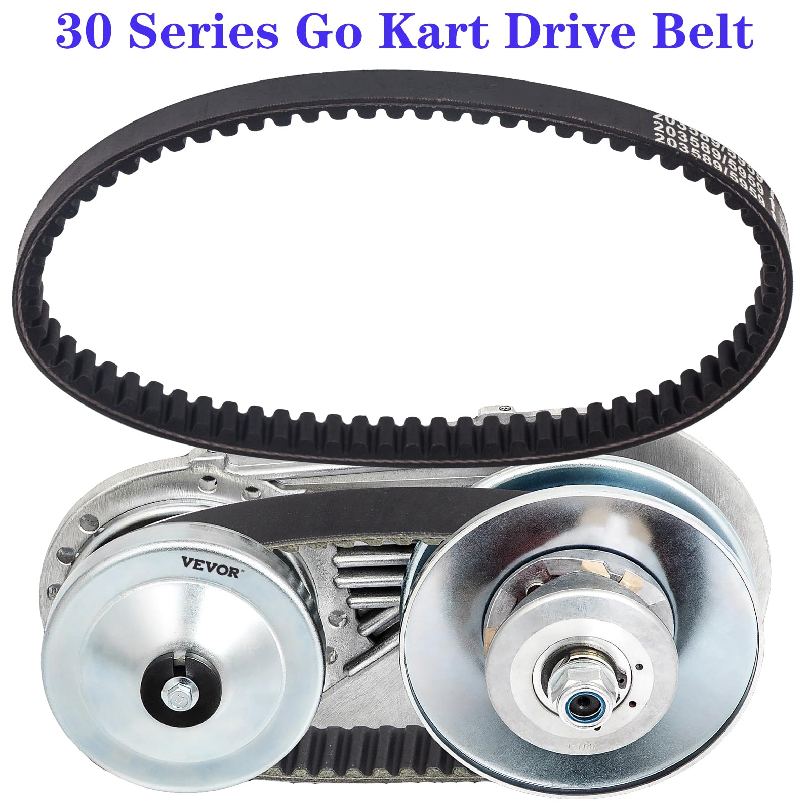 JBROPARTS 30-Series belt on pulley shows compatibility with many go-kart setups.