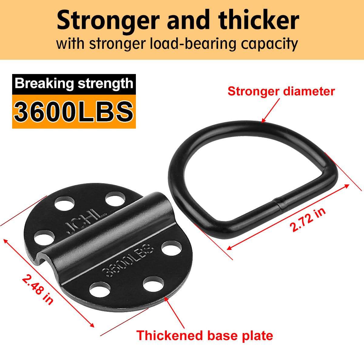 Heavy-duty steel construction provides 3600 lb capacity per ring.