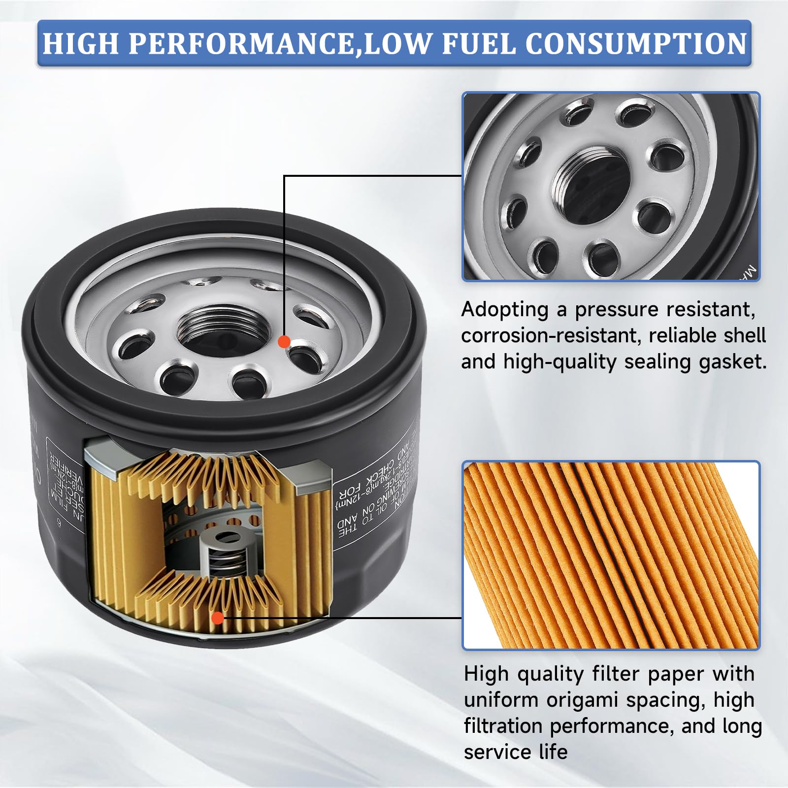 JCKLW oil filter 49065-2077 side view with premium metal shell.