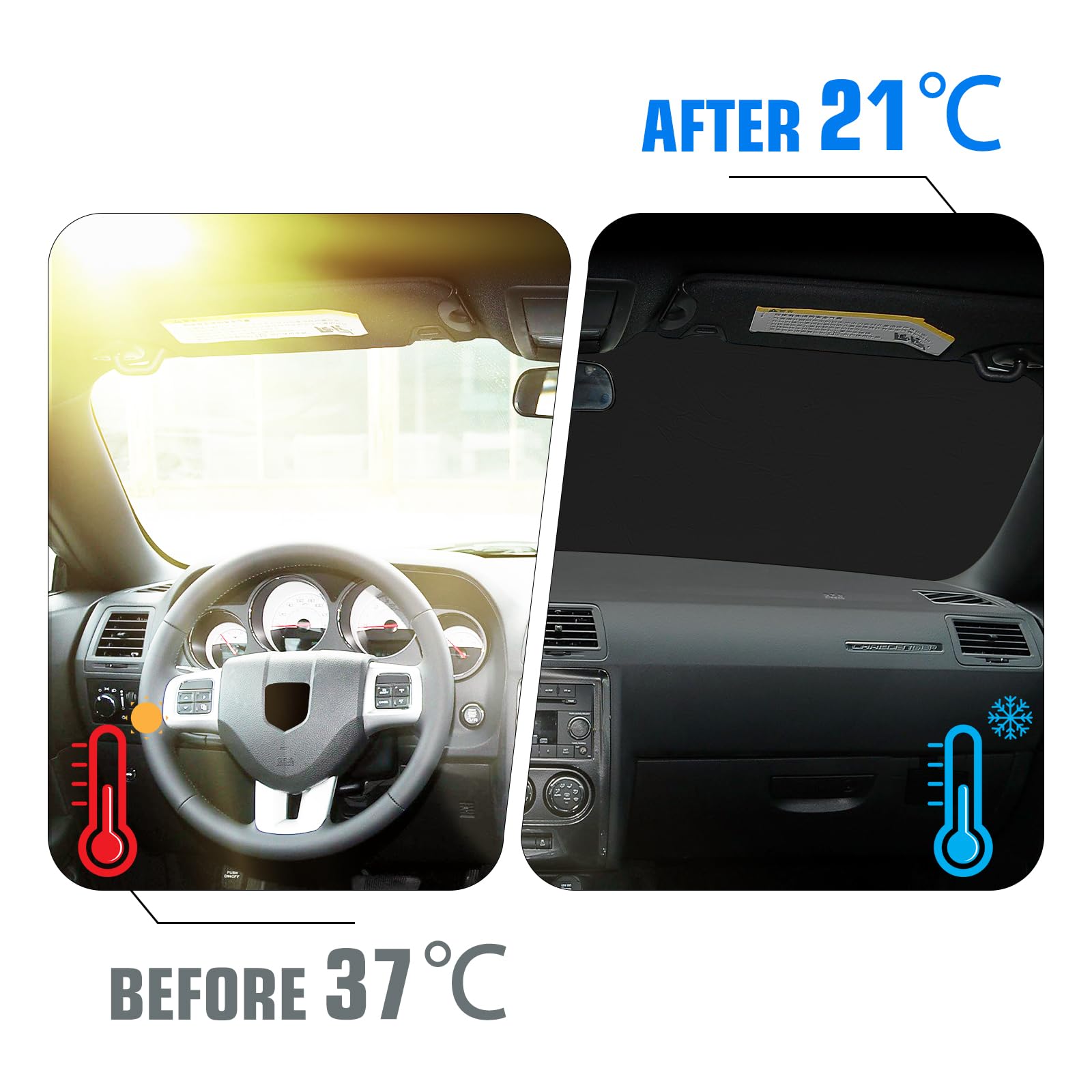 JCRNBU UV-blocking 300T fabric sunshade shields dashboard from sun damage