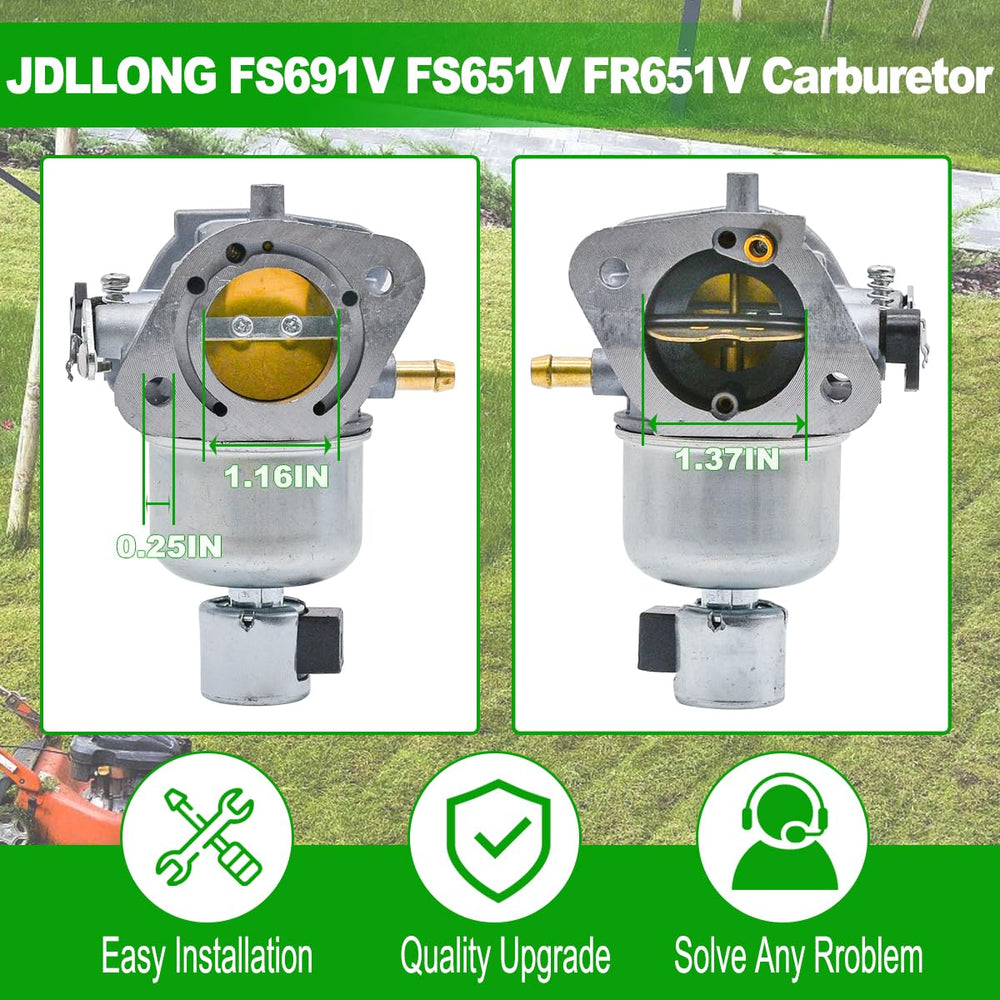 Carburetor assembly with gaskets and filters for easy maintenance.