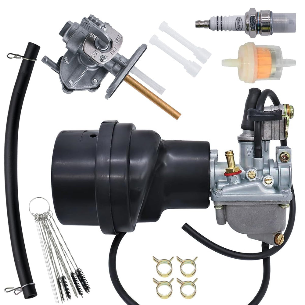 JDLLONG LT50 carburetor with air filter box for ATV improves fuel delivery and reliability.
