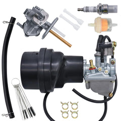 JDLLONG LT50 carburetor with air filter box for ATV improves fuel delivery and reliability.