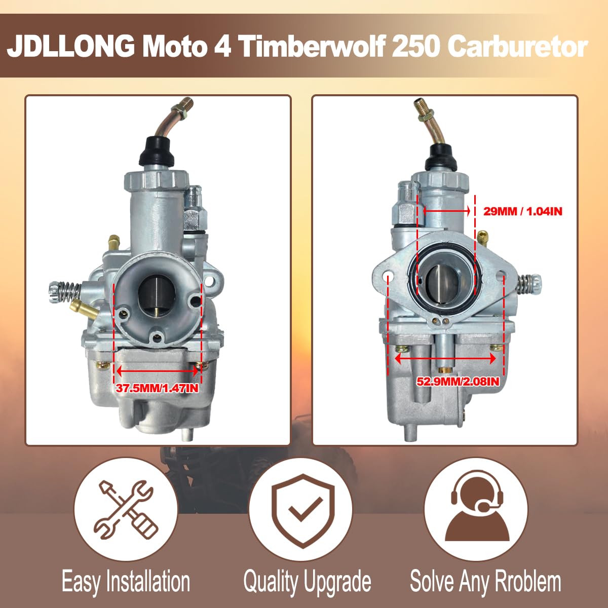 JDLLONG fuel petcock kit with lines supports stable fuel flow for Yamaha ATVs.