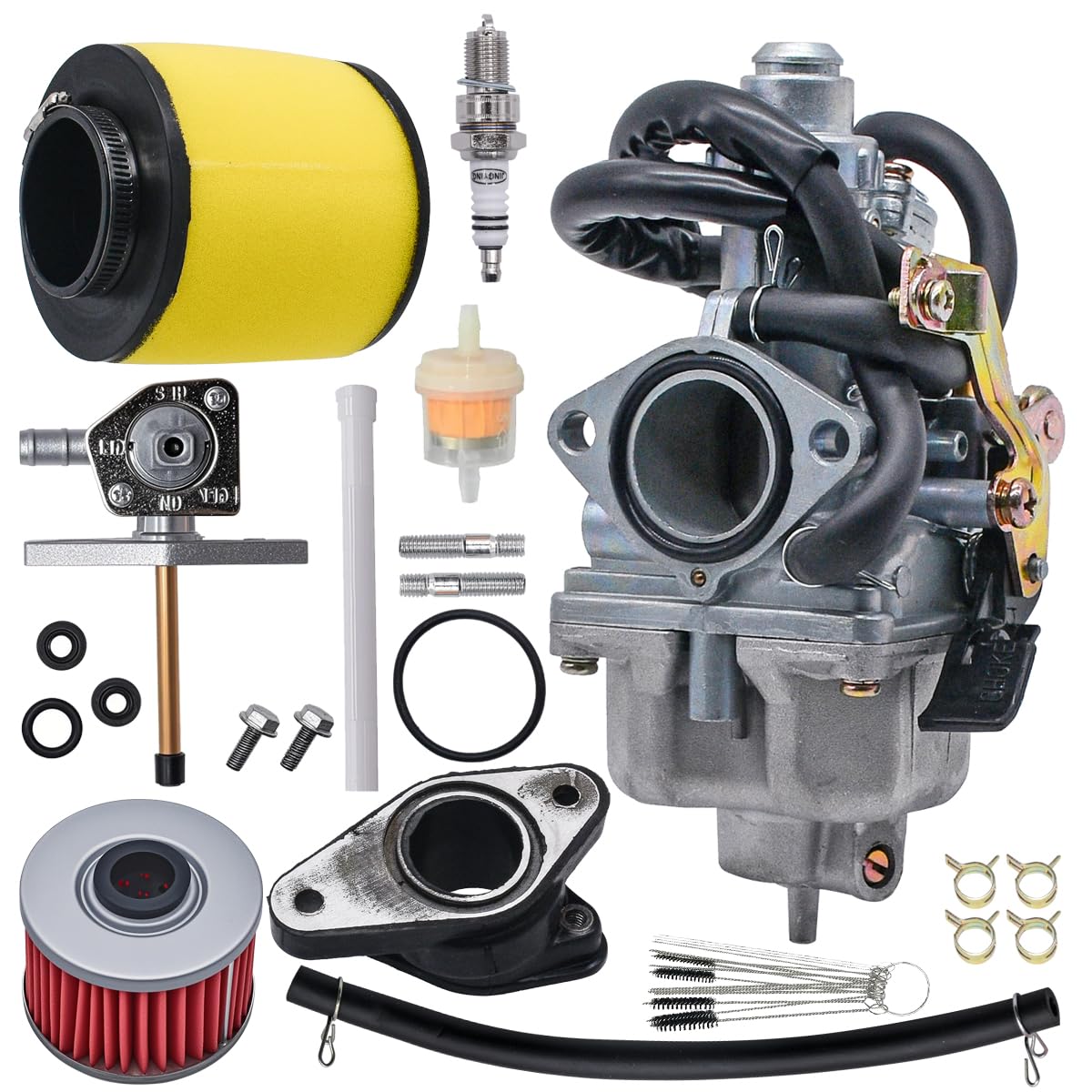 JDLLONG Recon 250 carburetor close-up for reliable engine response on Honda TRX 250