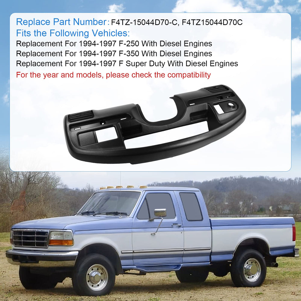 JDMSPEED instrument dash bezel for Ford F-350 diesel upgrades dashboard aesthetics and resilience.