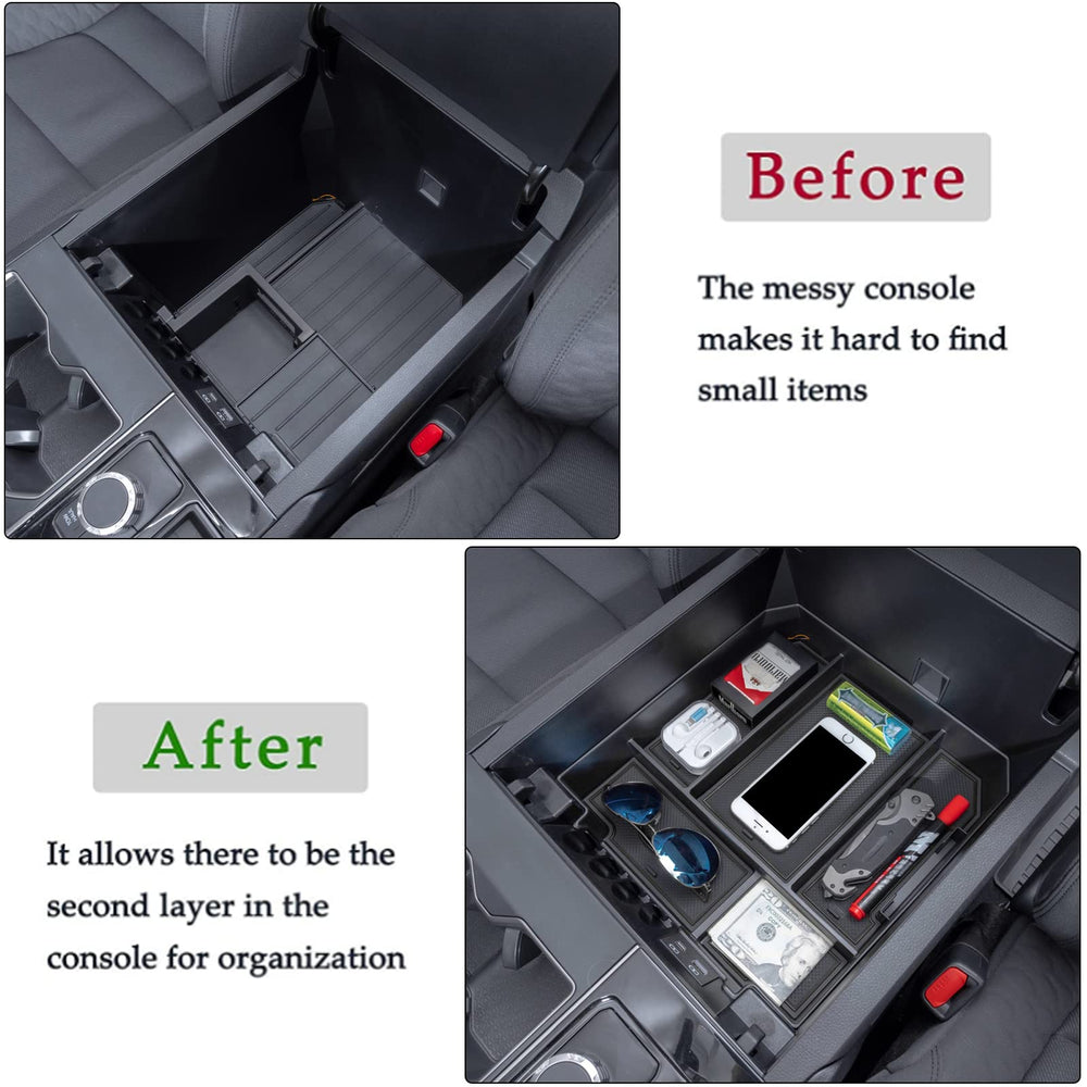 JDMCAR organizer for Tundra with five compartments keeps items organized.
