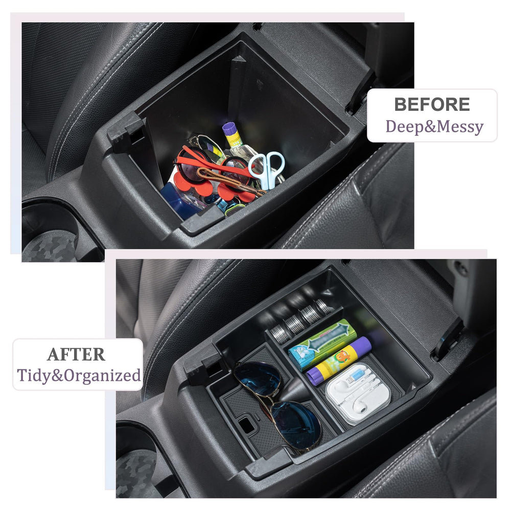 JDMCAR armrest center console coin container organizes loose change for easy reach.
