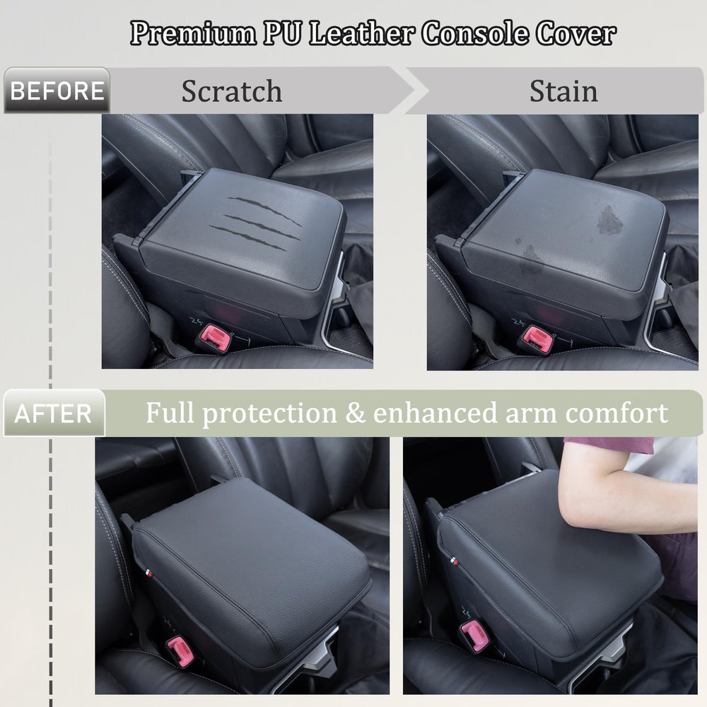 JDMCAR PU leather armrest protector adds soft support for elbows.