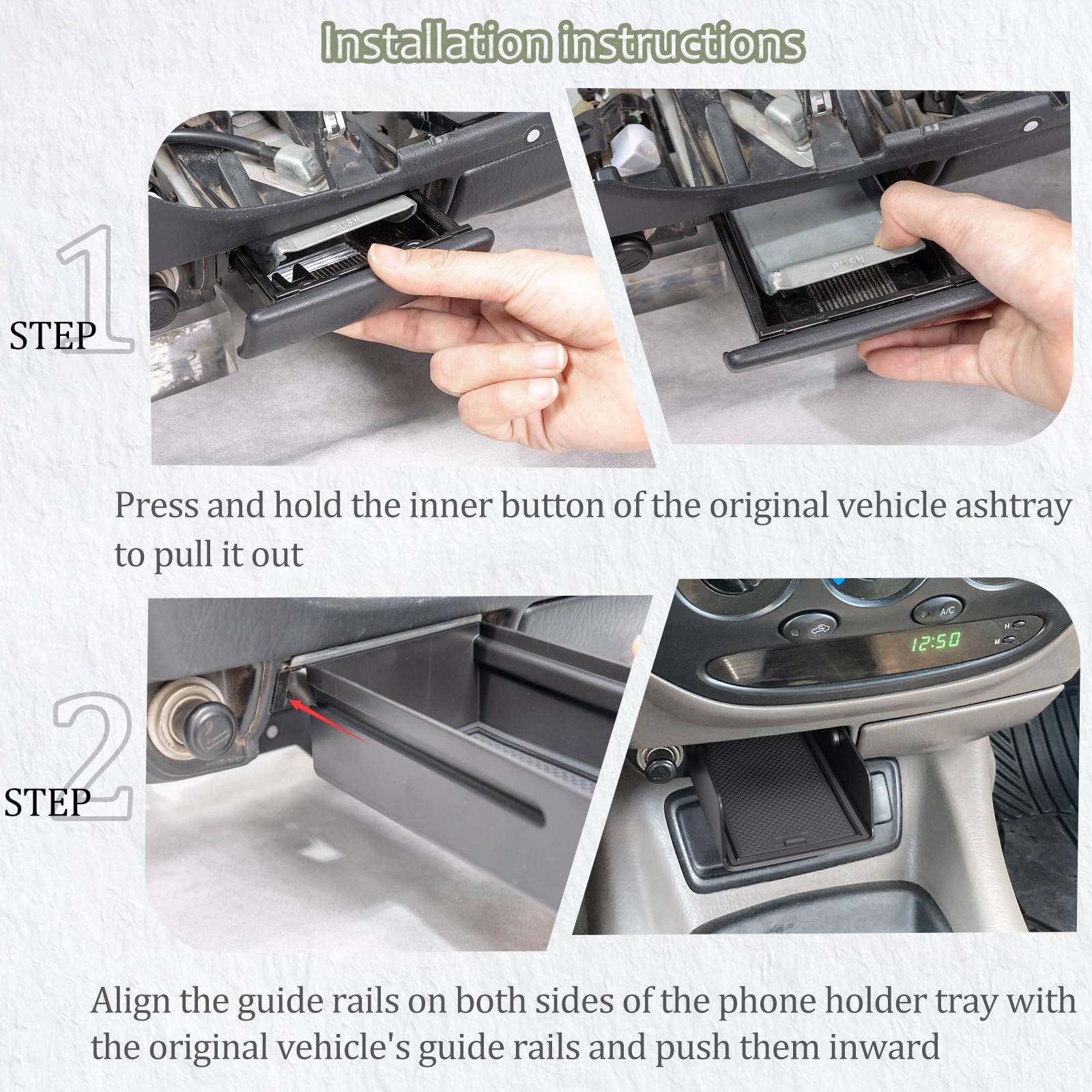 JDMCAR easy installation requires removing the ashtray and placing the organizer.