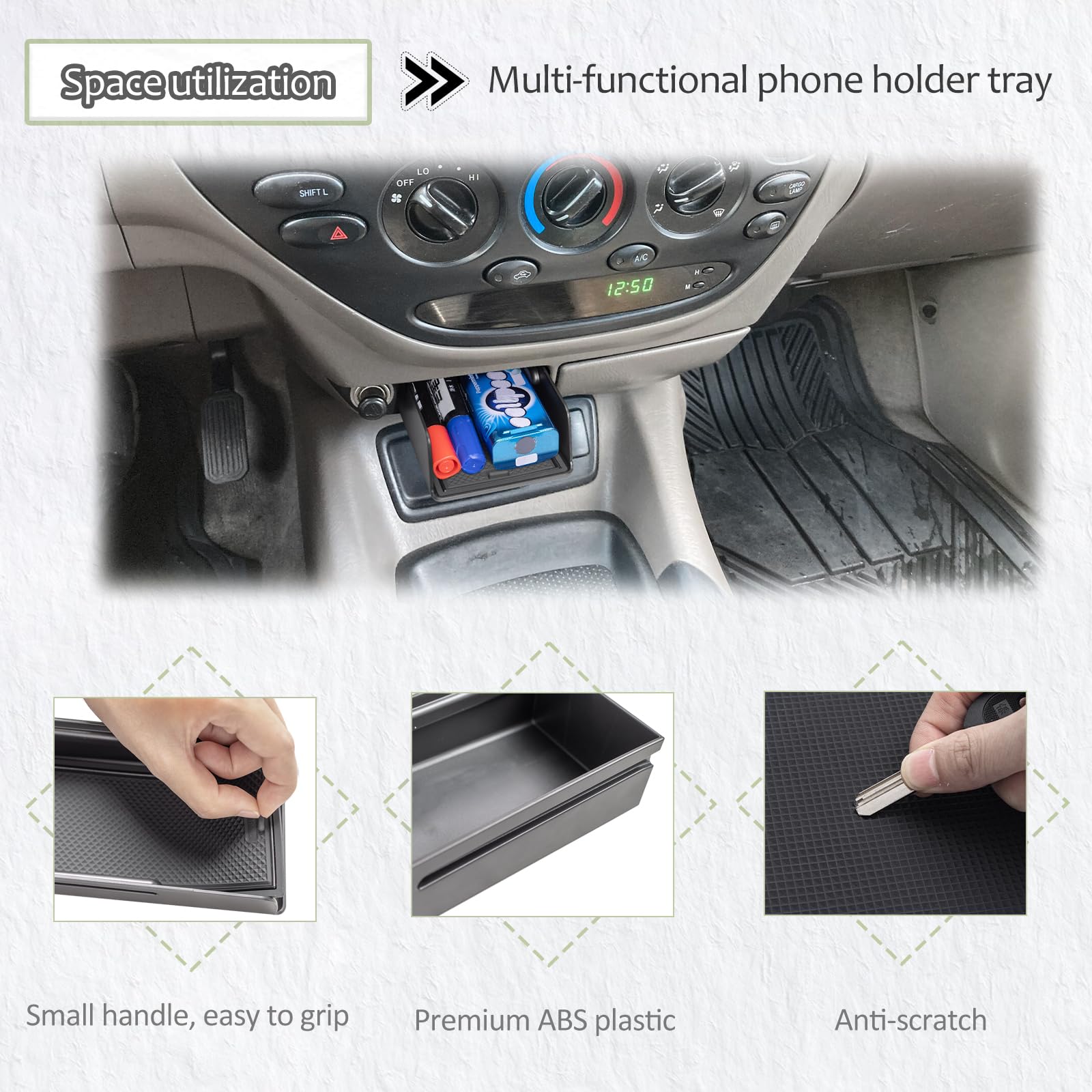 JDMCAR phone-slot-fit safely holds small devices for quick access.