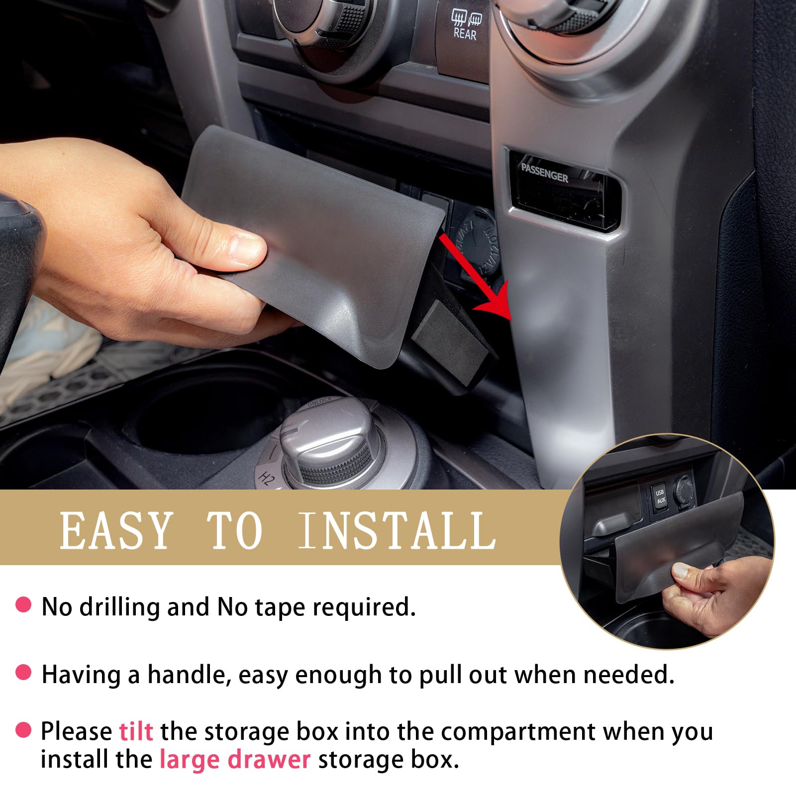 JDMCAR dash-area drawer integrates with the 4Runner interior.