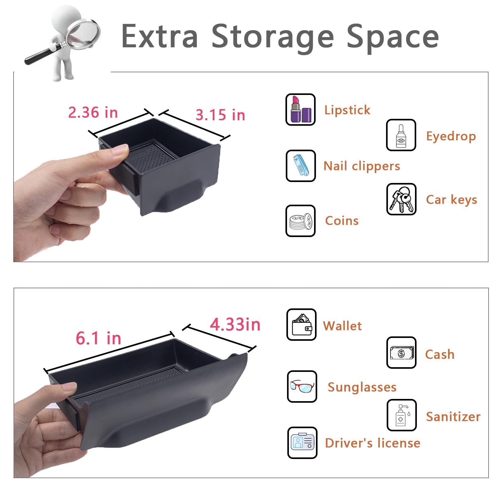 JDMCAR drawer with glossy finish blends with factory styling.