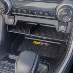 JDMCAR upper-lower storage design keeps wallets and sunglasses neatly stored.
