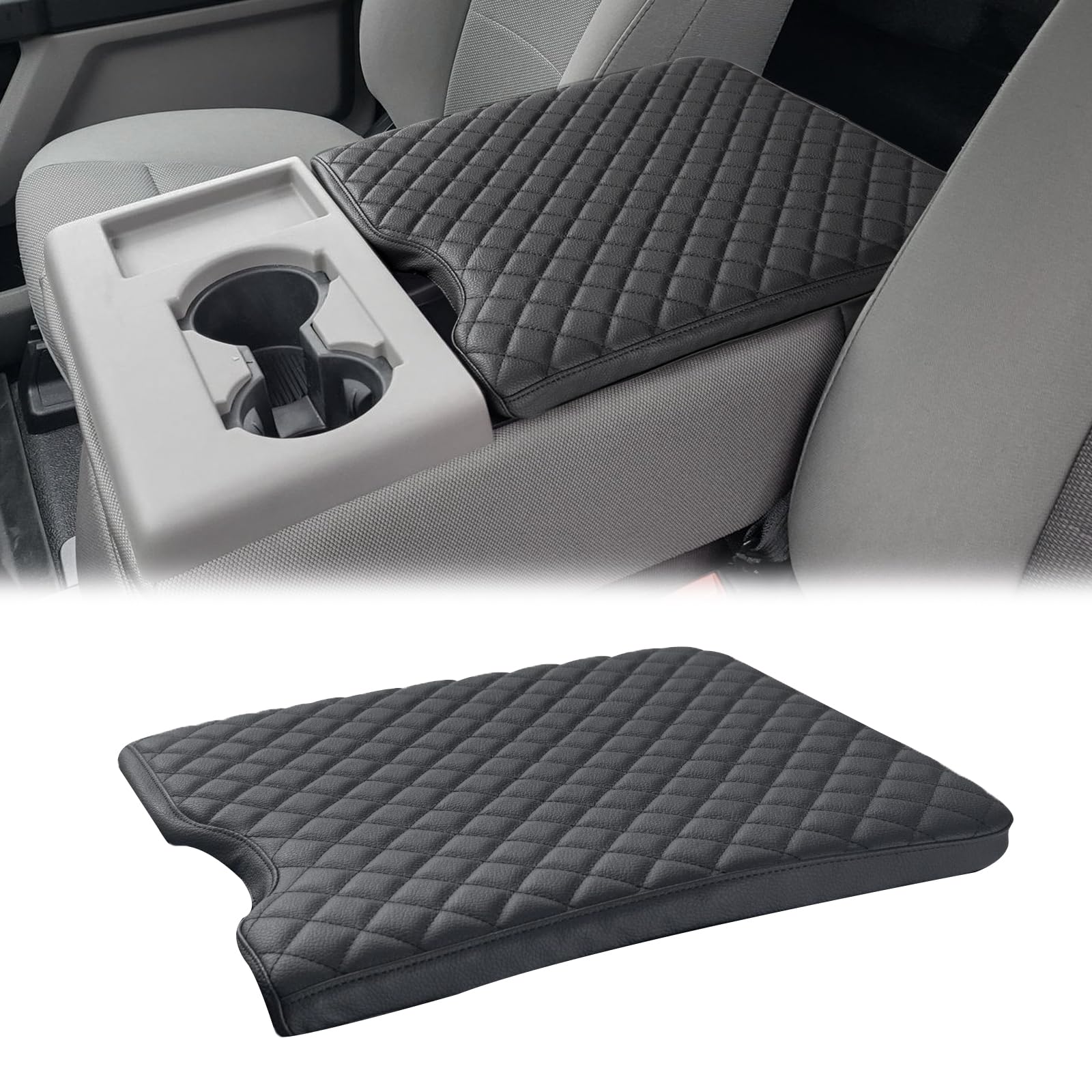 JDMCAR armrest cover top view on a 40/20/40 jump seat protects surface and adds style