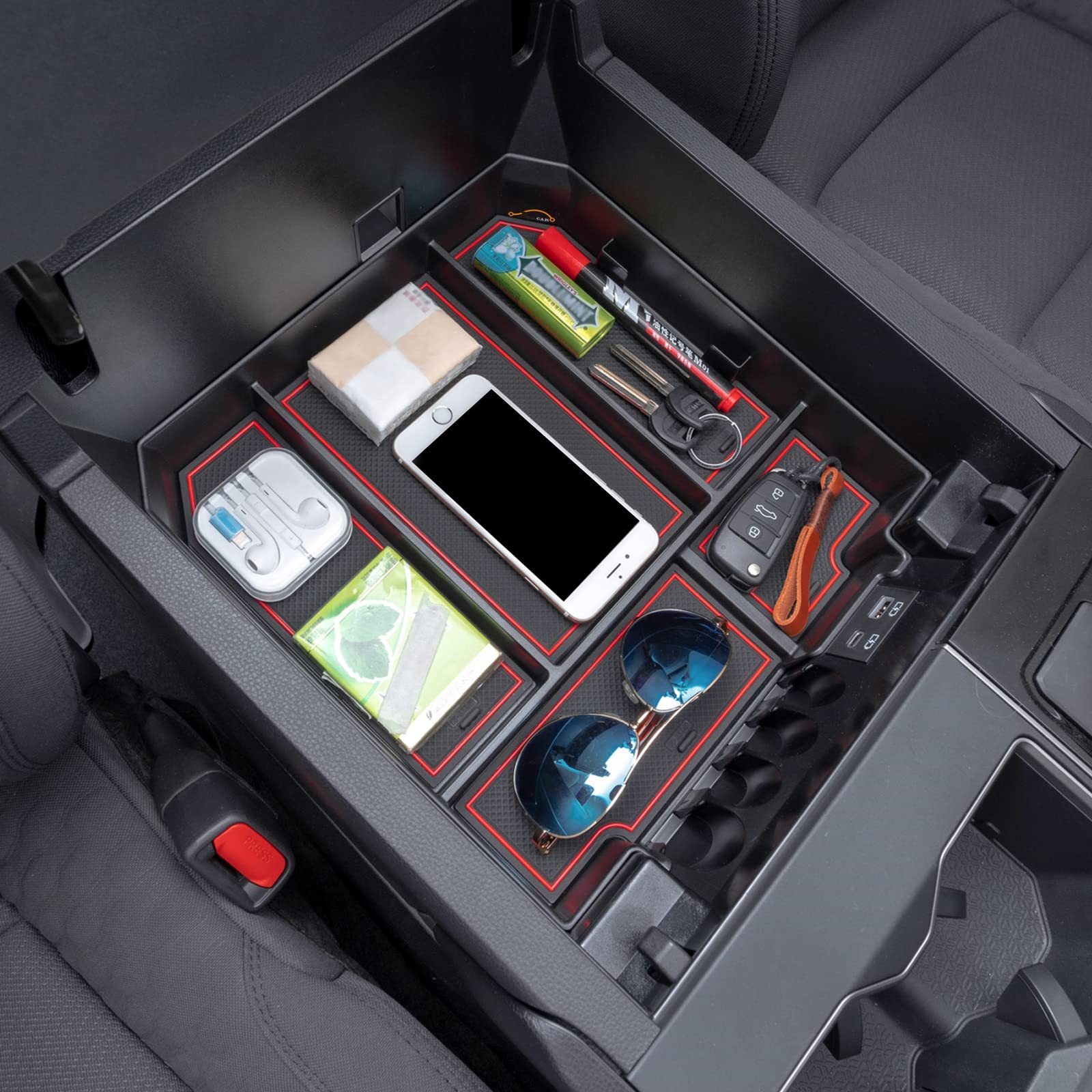 JDMCAR ABS plastic matte finish provides durable console organizer
