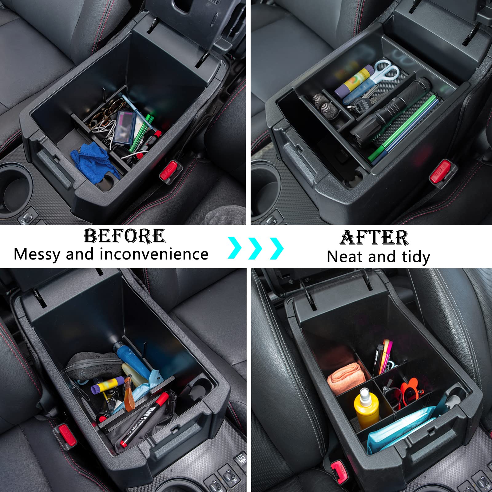 JDMCAR center-console divider-tray shows precise fit and organized pockets.