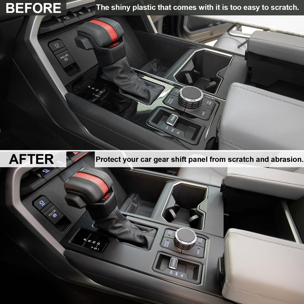 JDMCAR gear shift panel installation process demonstrating easy adhesion