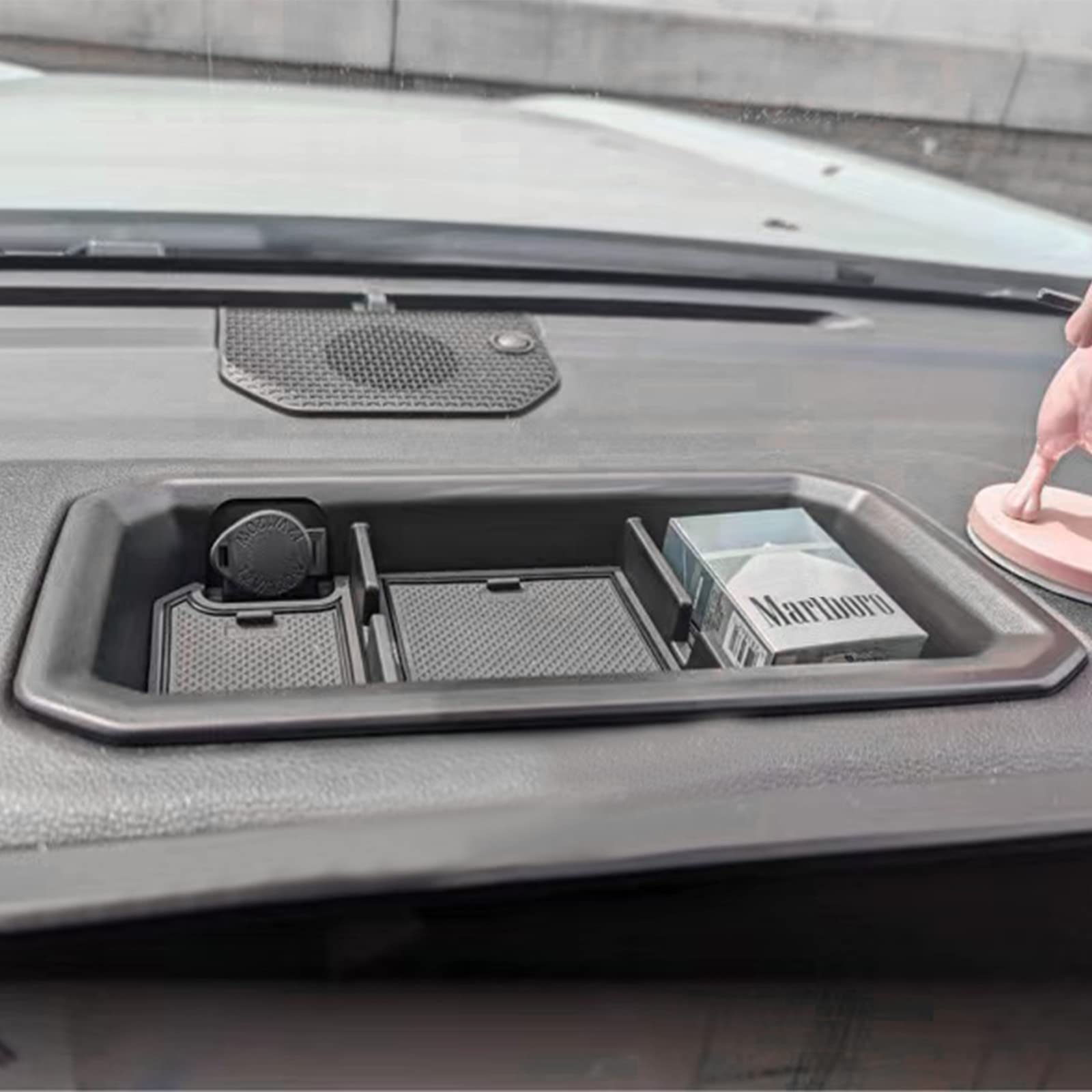 JDMCAR dashboard tray in-dash storage makes small items easy to access.