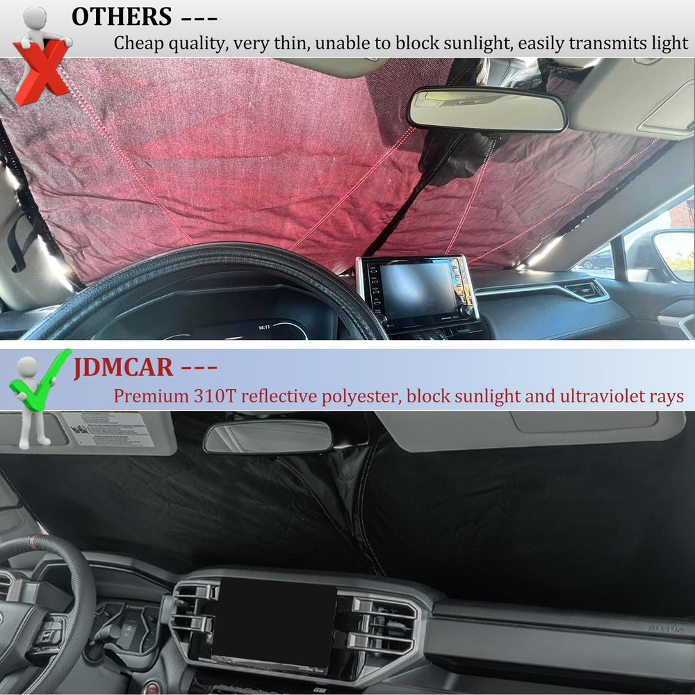 Foldable JDMCAR sun shade with storage bag for easy portability