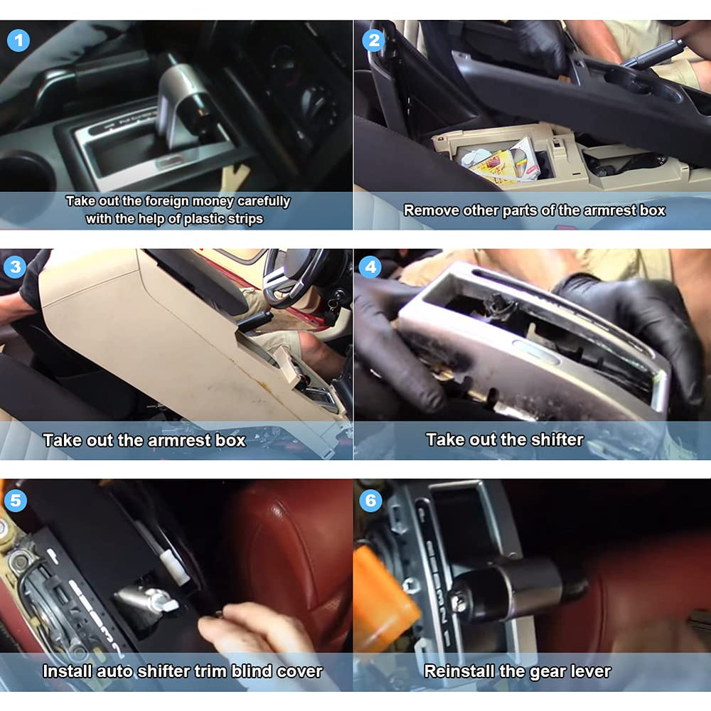 JDMON installed shifter blind cover close-up shows neat interior upgrade.
