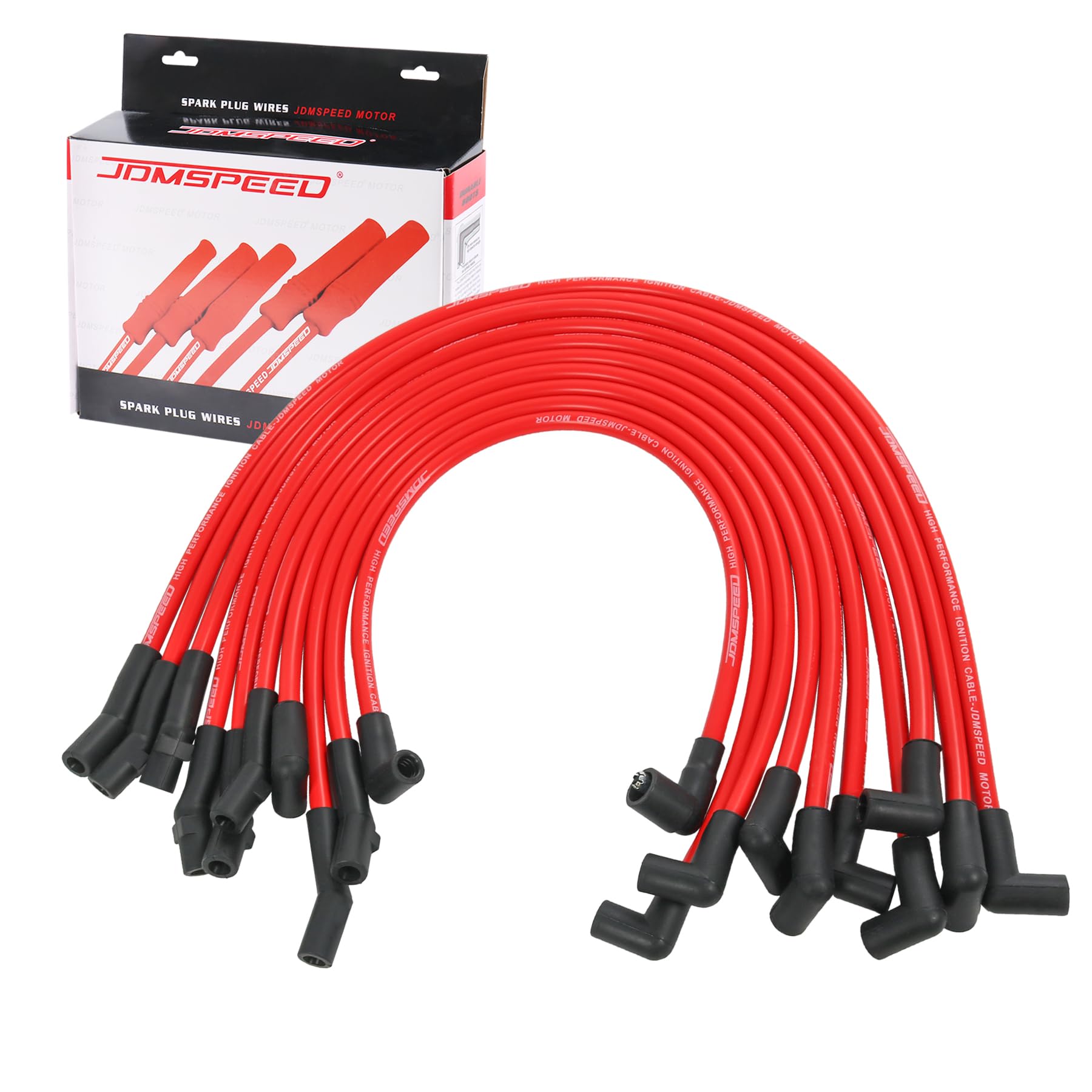 JDMSPEED 10-2mm spark plug wire set pack for Ford engines, reliable ignition components.