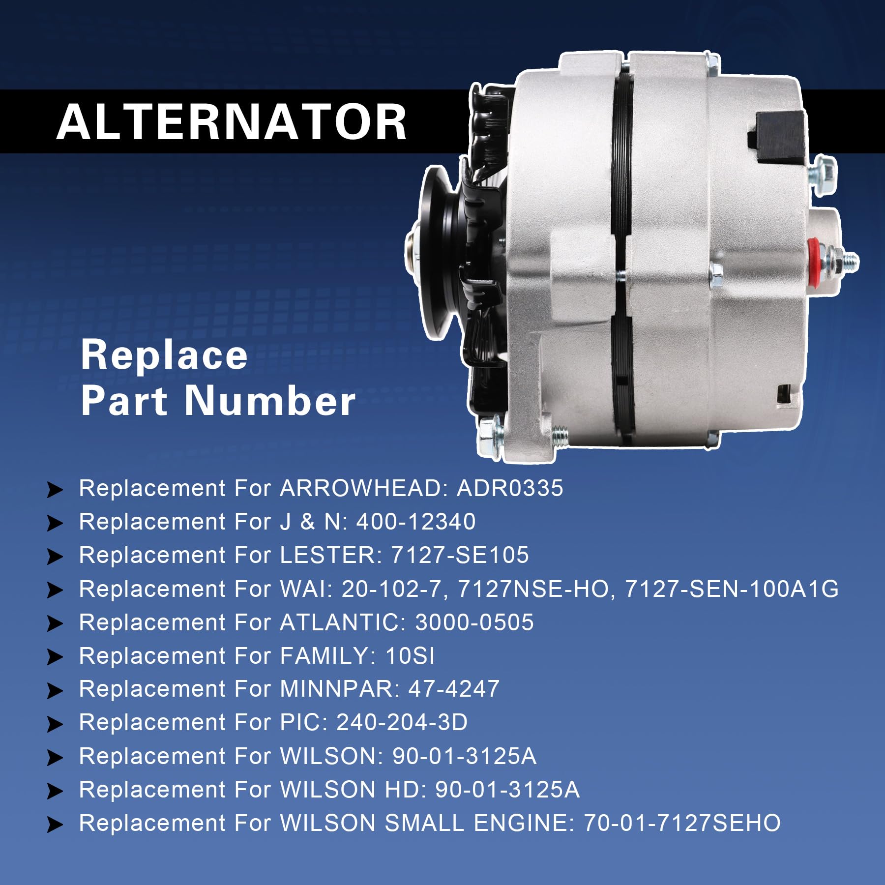 JDMSPEED 105A alternator diecast aluminum body emphasizes lightweight strength and heat dispersion.