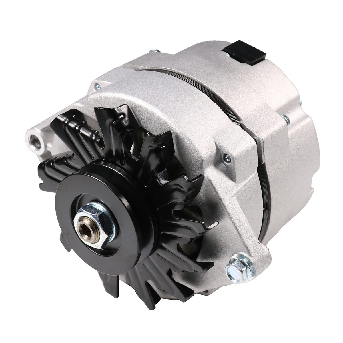 JDMSPEED 105A alternator front view shows compact self-exciting design for reliable vehicle power.