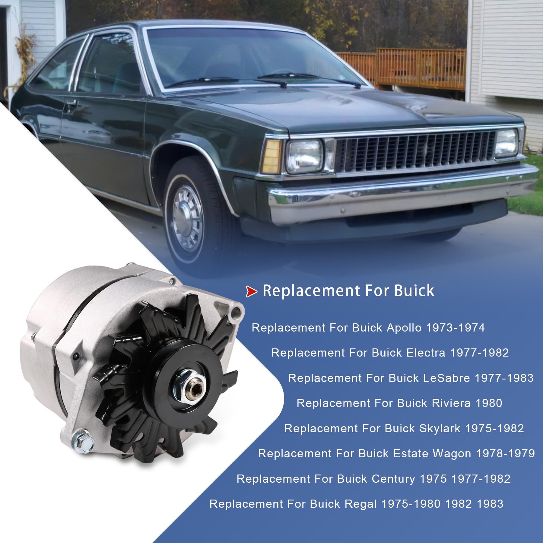 JDMSPEED 105A alternator side view highlights robust diecast housing for durability.