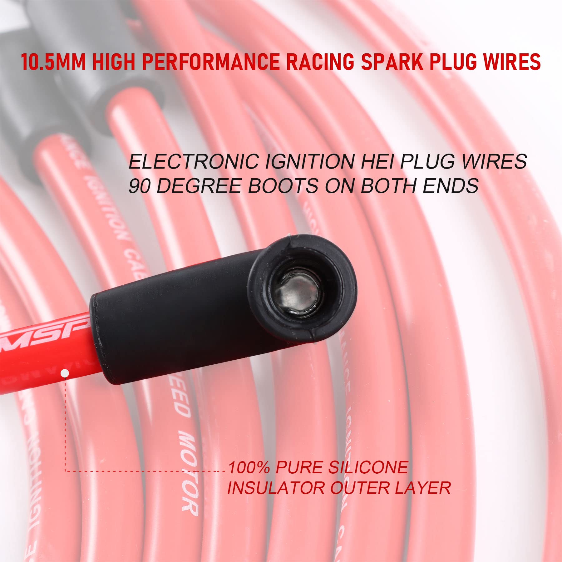 Close-up of JDMSPEED 10.5mm wires showing thick insulation and connectors