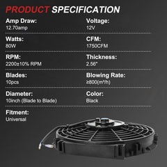 JDMSPEED 10-inch radiator fan side profile fits tight engine bays