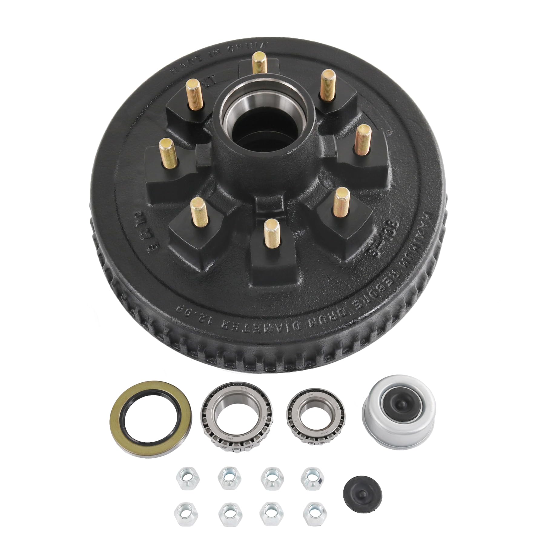JDMSPEED 12x2 trailer brake drum on 8-on-6-1/2-in bolt pattern ensures reliable stopping.