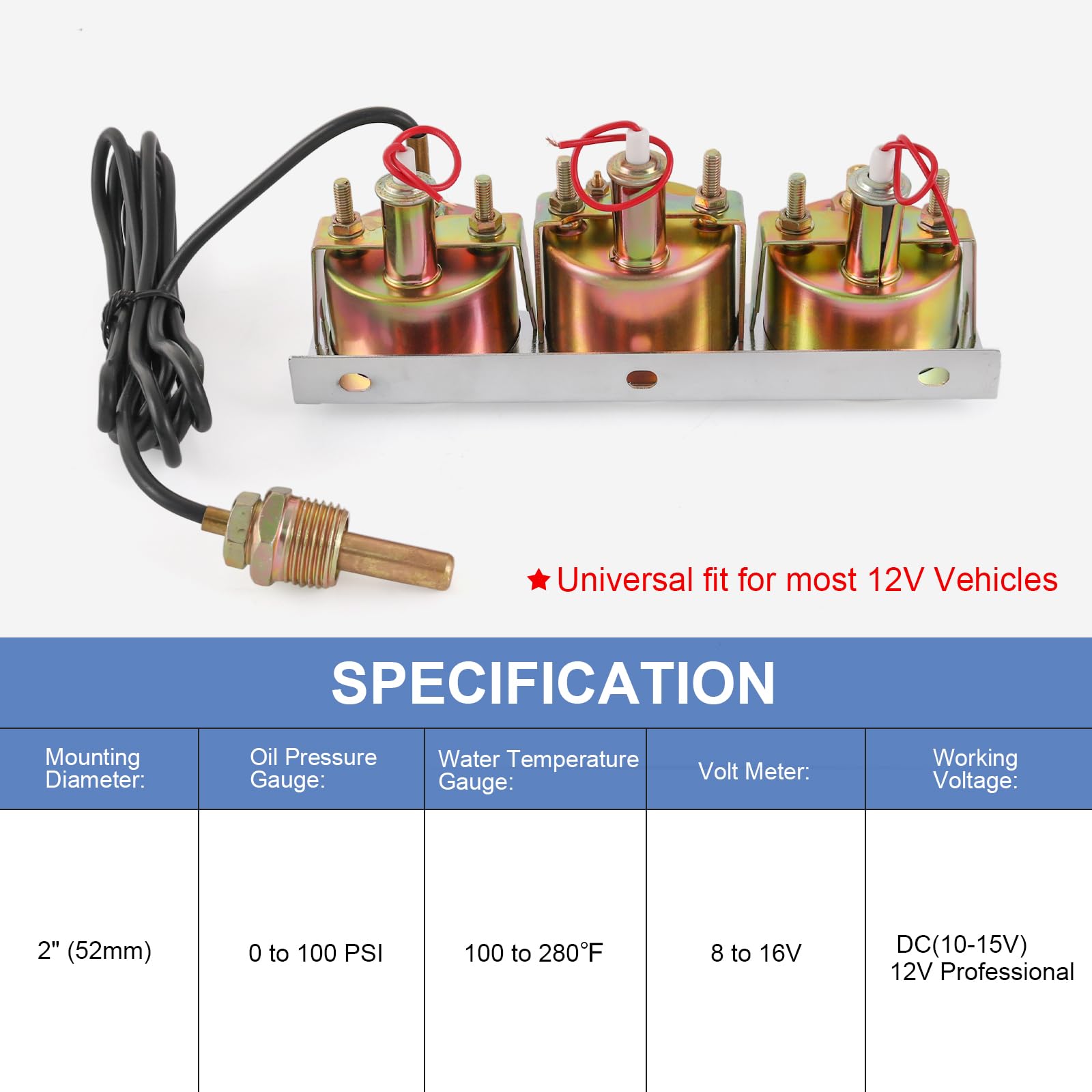 JDMSPEED 2-inch water temperature gauge shows Fahrenheit readings for engine warm-up