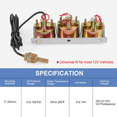 JDMSPEED 2-inch water temperature gauge shows Fahrenheit readings for engine warm-up