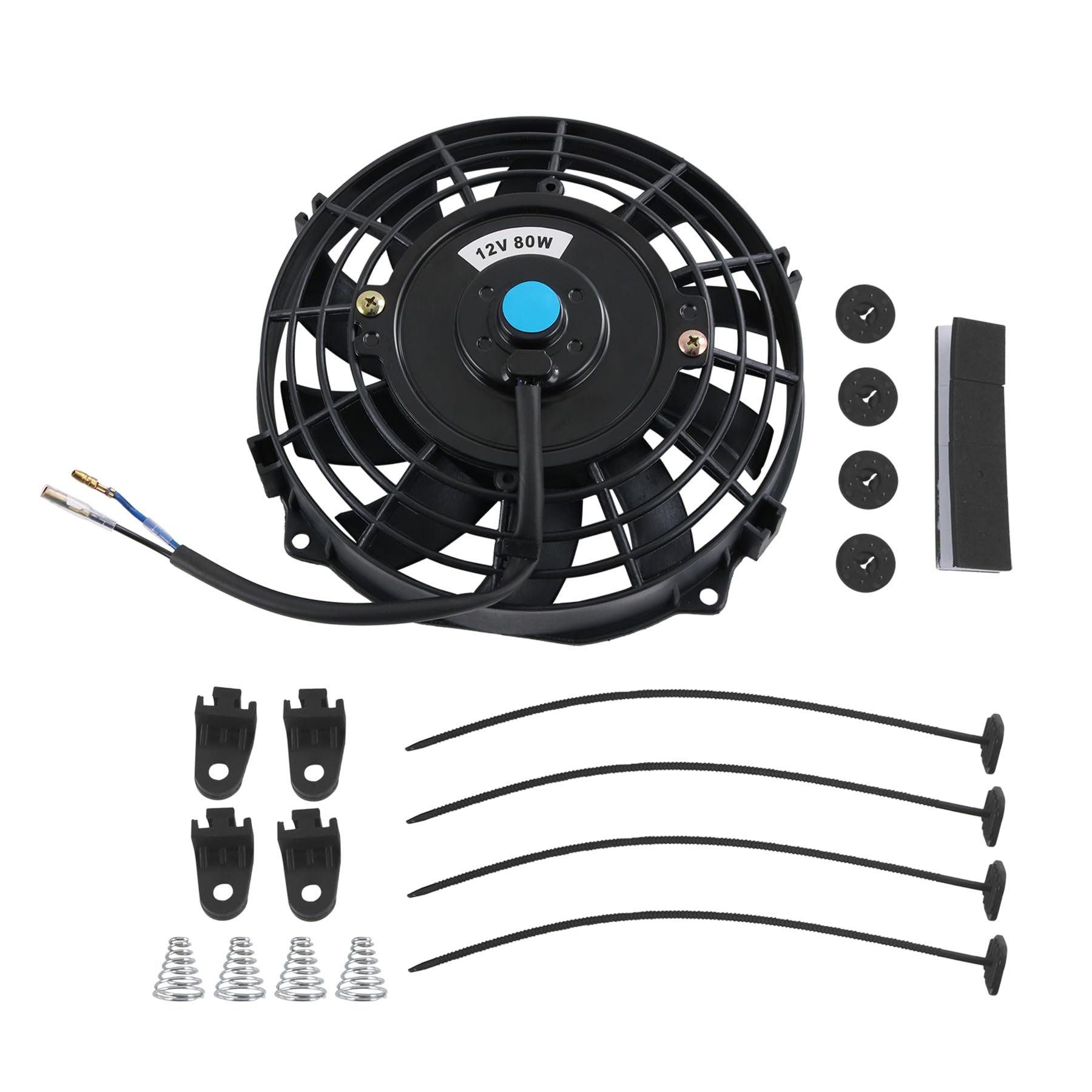JDMSPEED 7-inch slim radiator fan in a compact engine bay for improved cooling