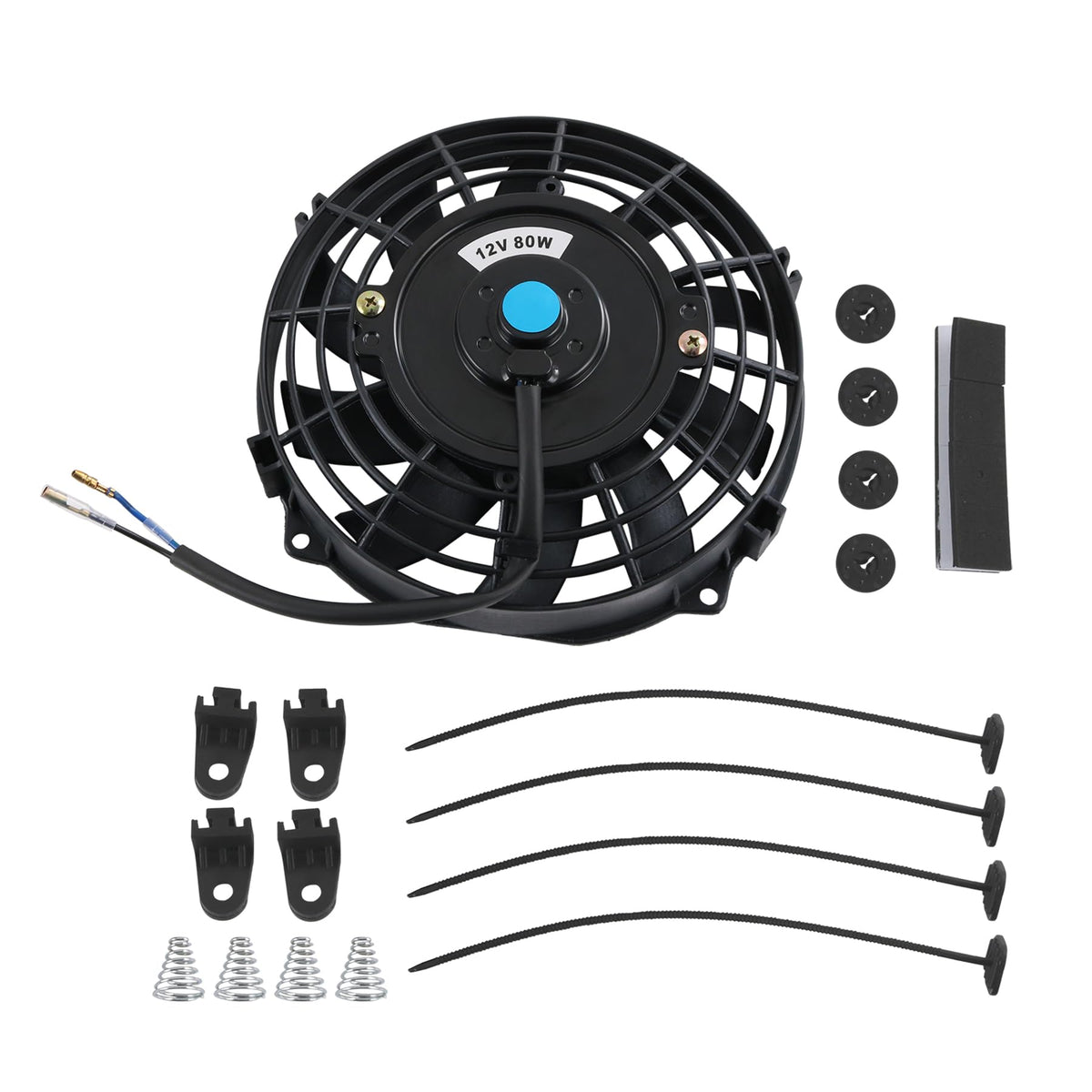 JDMSPEED 7-inch slim radiator fan in a compact engine bay for improved cooling