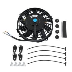 JDMSPEED 7-inch slim radiator fan in a compact engine bay for improved cooling