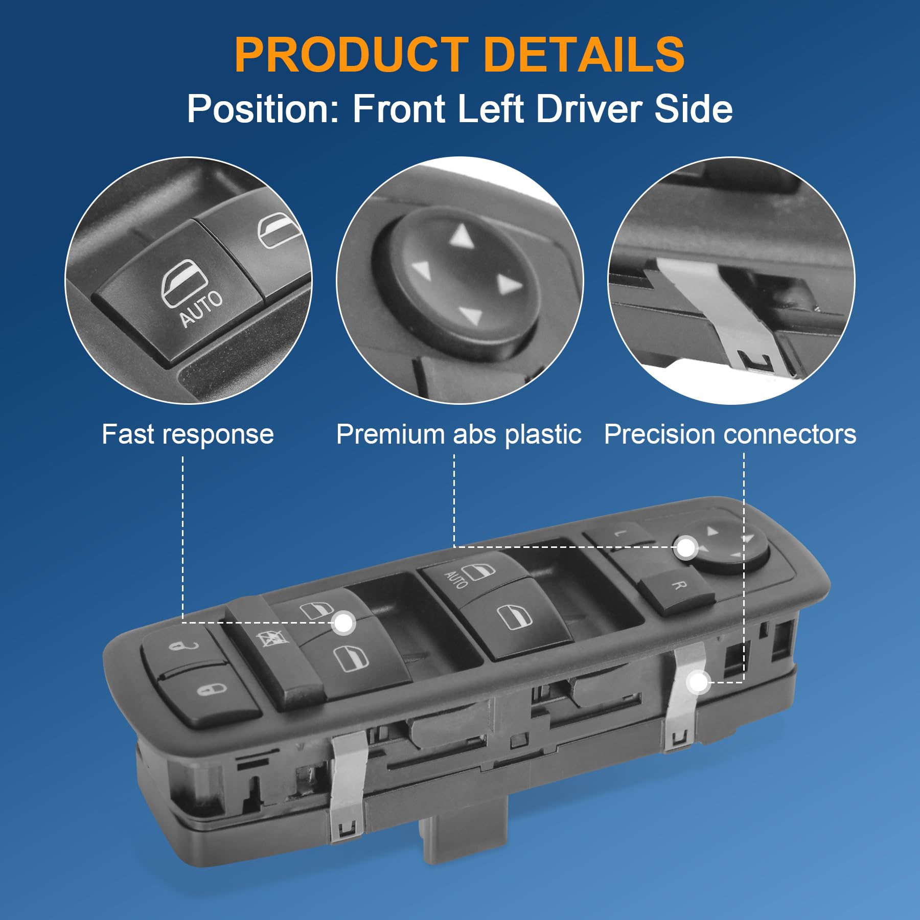 JDMSPEED replacement switch fits Dodge Journey driver-side auto window function.
