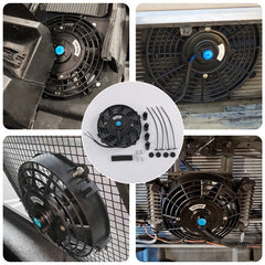 JDMSPEED black 7-inch radiator fan assembly ready for mounting