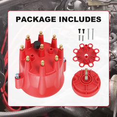 Red cap-rotor assembly packaged for straightforward installation
