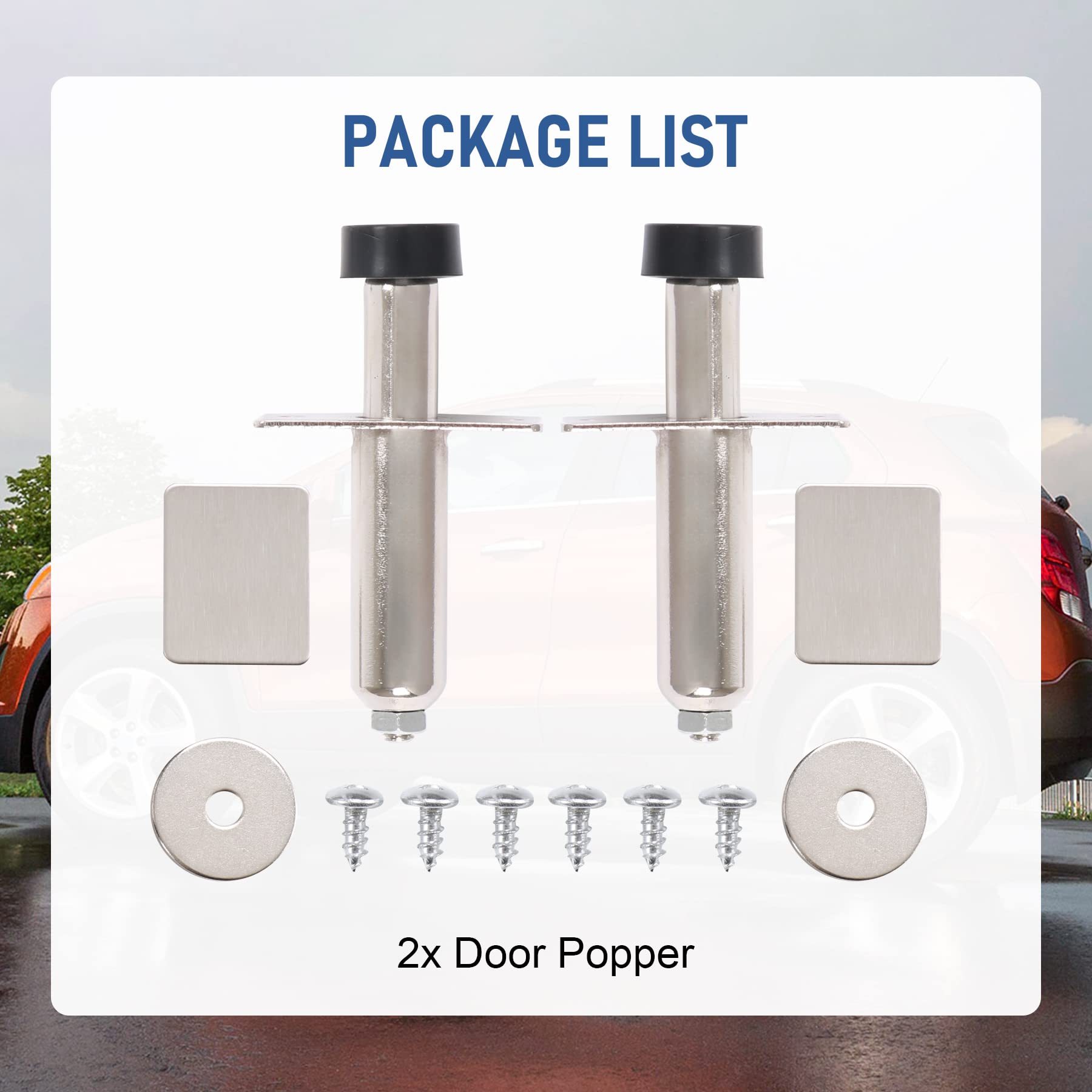 JDMSPEED stainless chrome door poppers side view with controlled pop-out distance