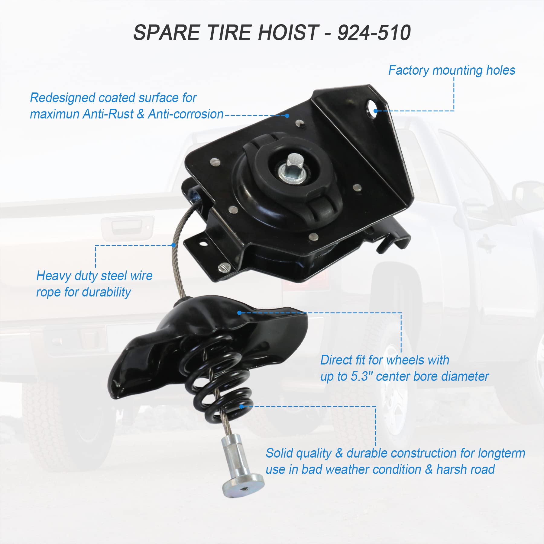 JDMSPEED GMC Sierra spare-tire-hoist supports smooth maintenance access