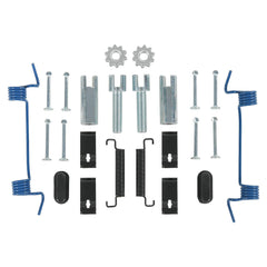 JDMSPEED HW7311 rear brake hardware kit components laid out for inspection
