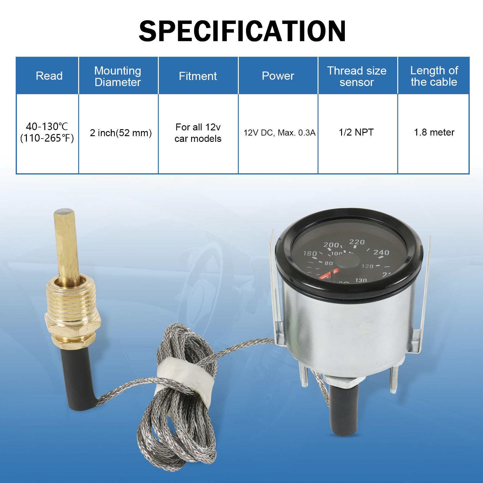 JDMSPEED sensor 1/2 NPT facilitates secure, easy installation.