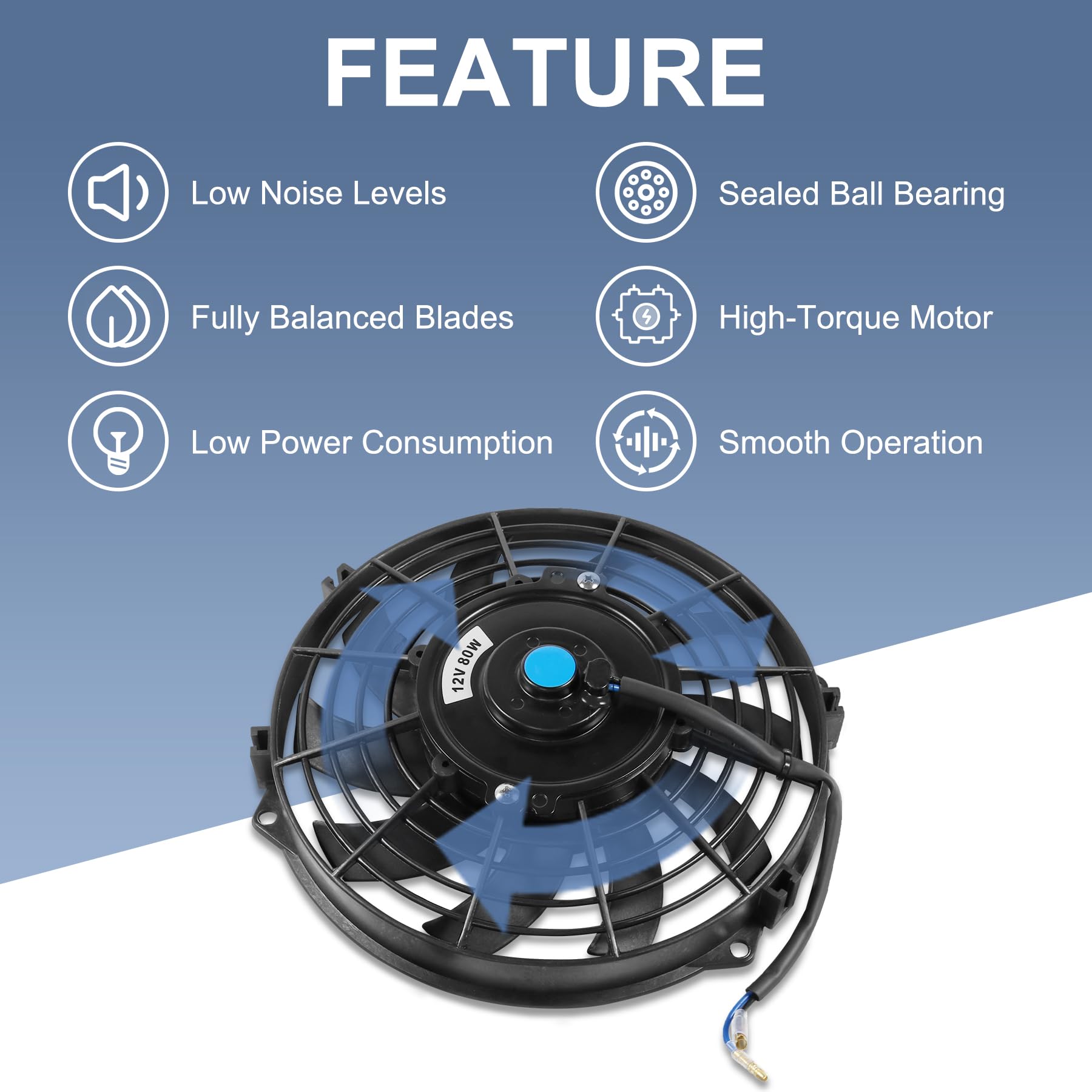 JDMSPEED 9inch fan front view highlighting push pull compatibility for radiator airflow.