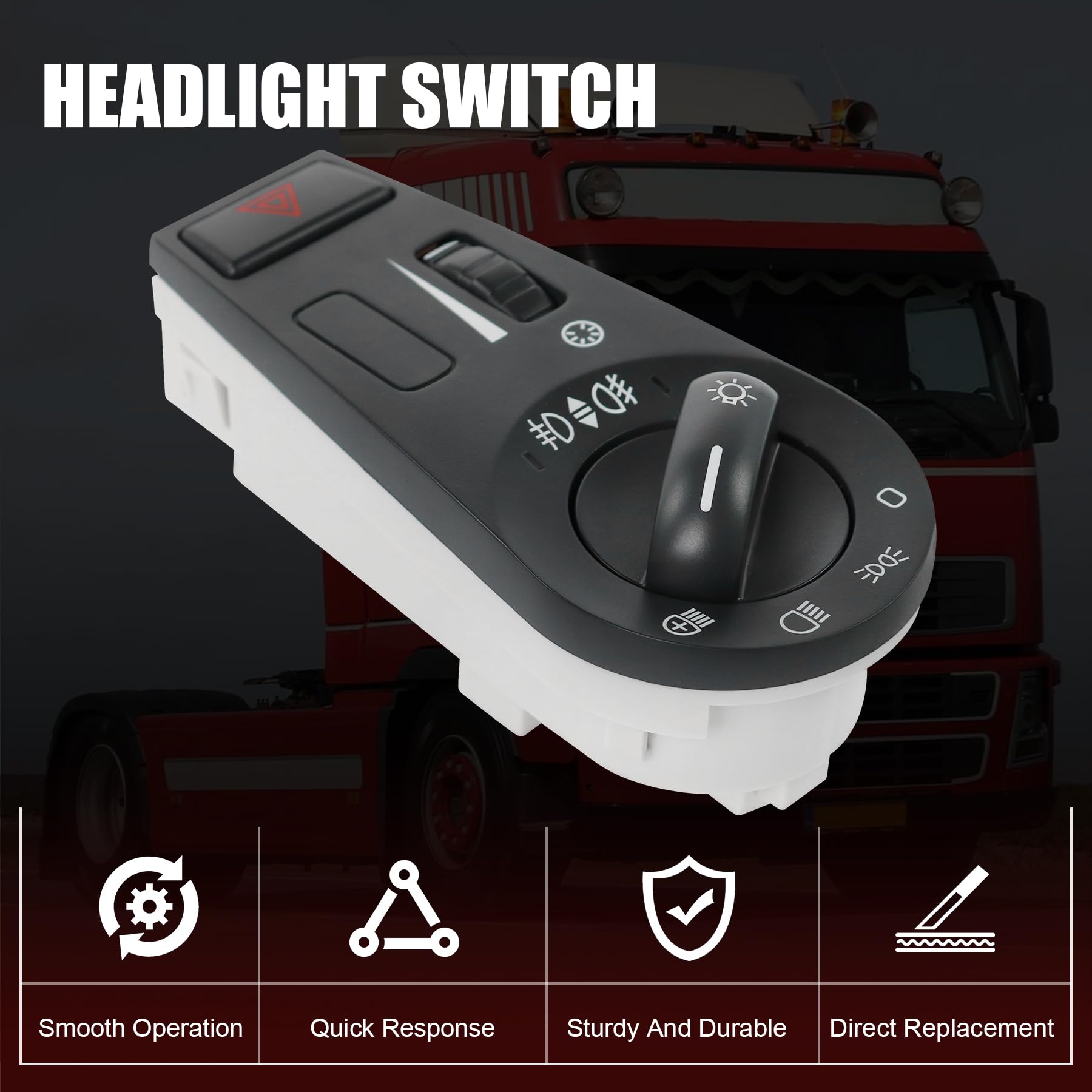 JDMSPEED Volvo FH12/FM front installation view, compatible left-front placement.