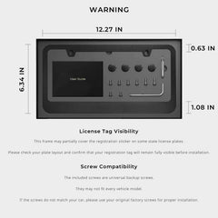 JDMstyle black license plate frame close-up letters, delicate opaque typography for premium look
