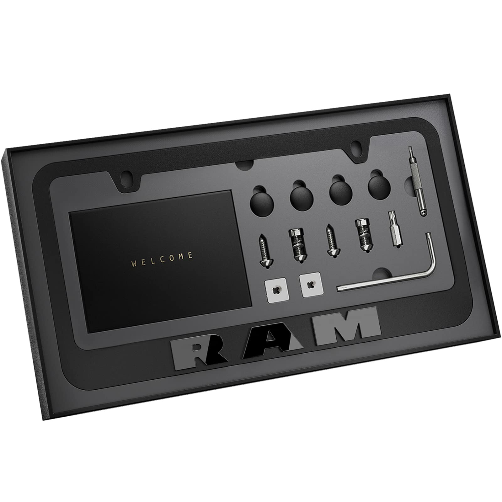 JDMstyle black license plate frame front view with a sleek protective finish.